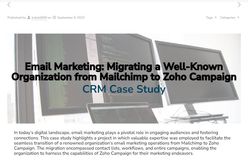 Email Marketing Migrating a Well-Known Organization from Mailchimp to Zoho Campaign
