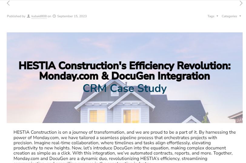 HESTIA Construction’s Efficiency Revolution Monday.com DocuGen Integration